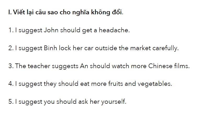 đáp án bài tập công thức suggest